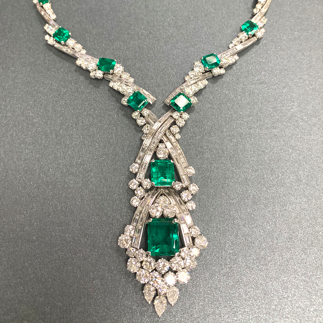 Frank Goodman And Son  Necklace with Green Emeralds